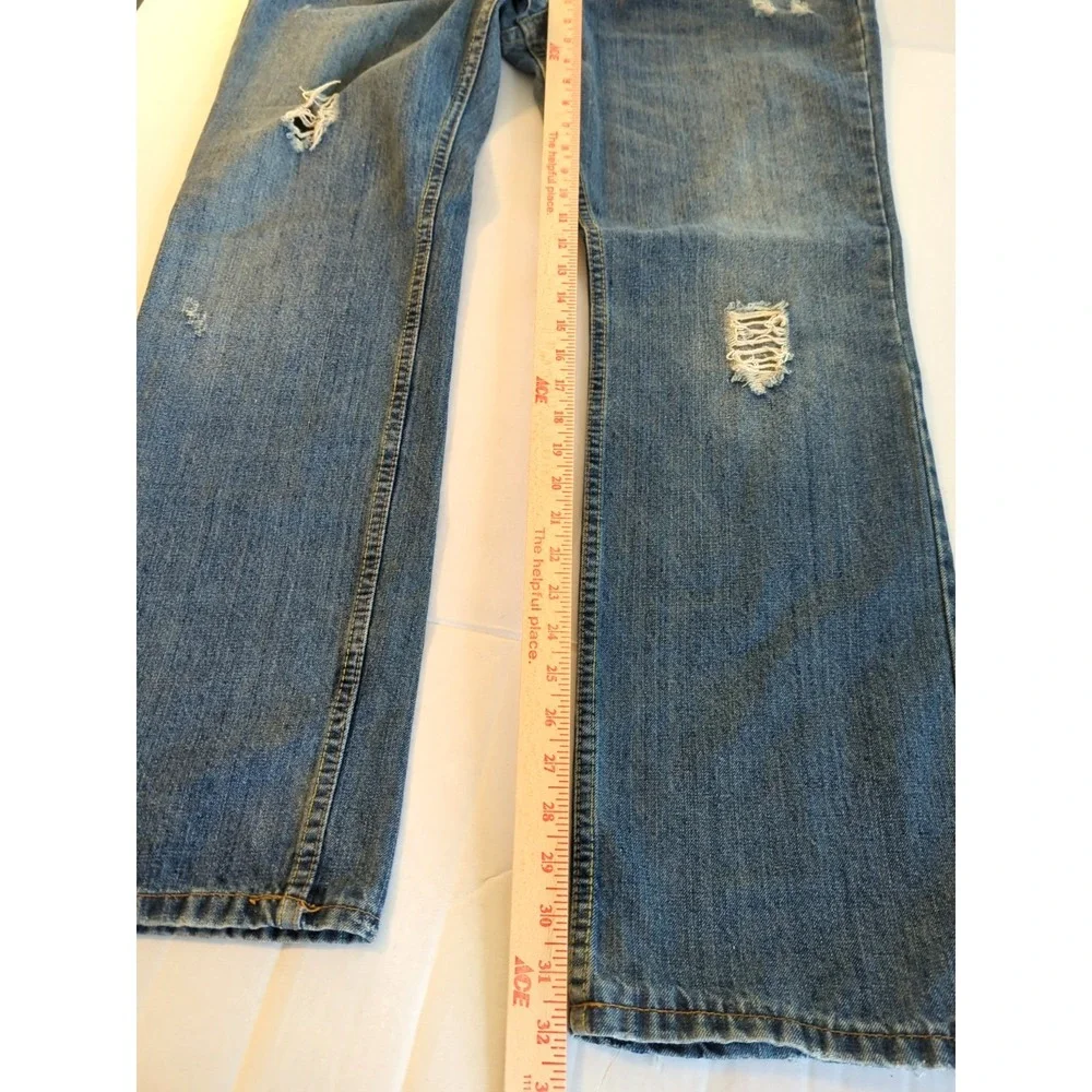 Wide Leg Distressed Jeans Men 36x32 100% Cotton Grunge Beach Beer